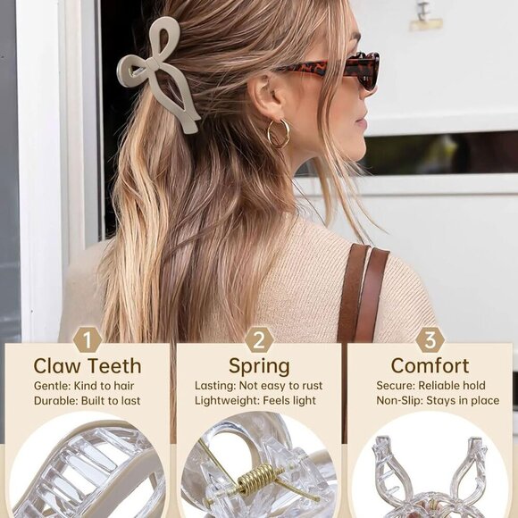 Hair Claw Clips 4 Pack Acrylic Large Nonslip Bow Hair Accessories for All Hair main image 7